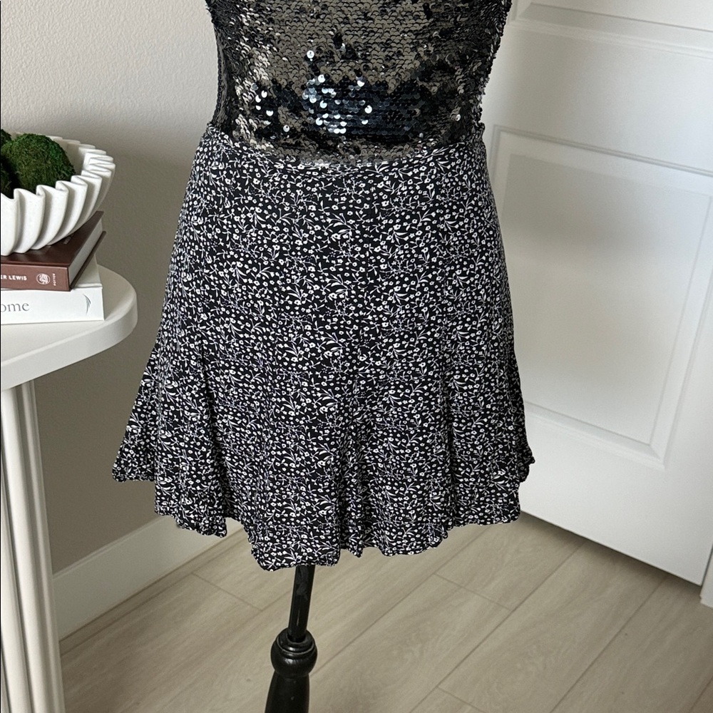 Bohme Monochrome Floral Skater Skirt